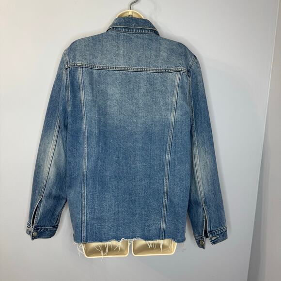 Lovers and Friends James Sarratoga Denim Jacket Relax Raw Hem Boho Blue L - Picture 6 of 16